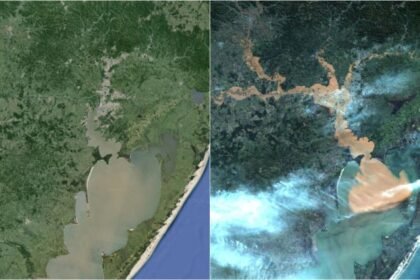 Antes e depois: imagem de satélite mostra efeito devastador da chuva no RS; veja